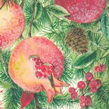 Sugared Pomegranates and Fruits Christmas Print Paper ~ Tassotti Italy